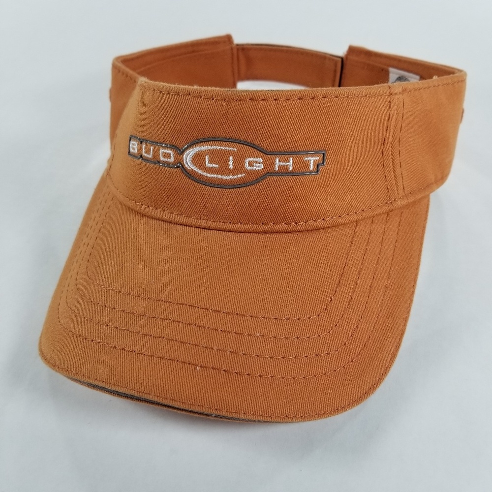 Bud light Orange Visor hat Velcro adjustable